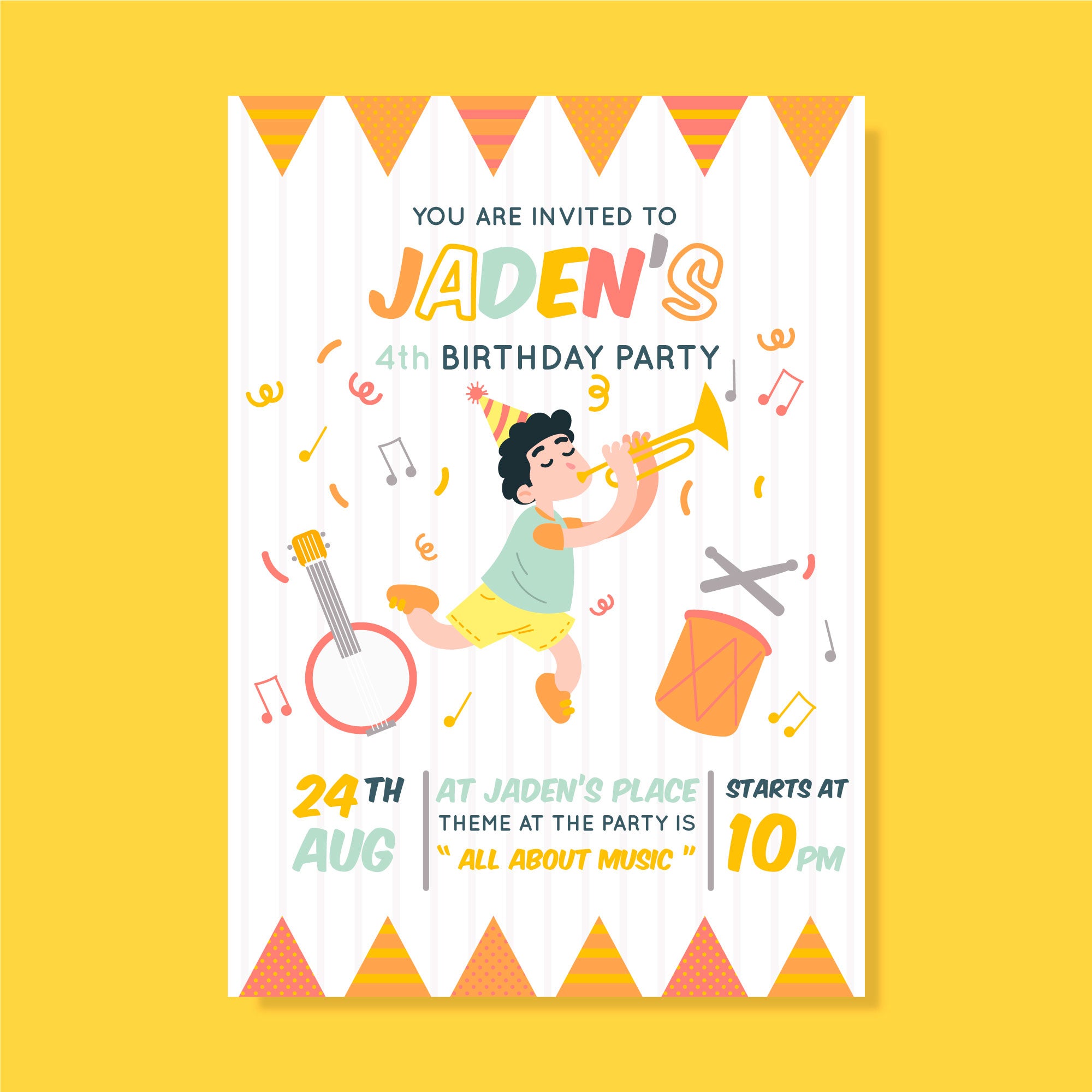 Plantable Fun & Music Birthday Party Invitation Card