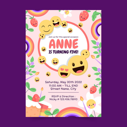 Plantable Fun Emoji Birthday Party Invitation Card