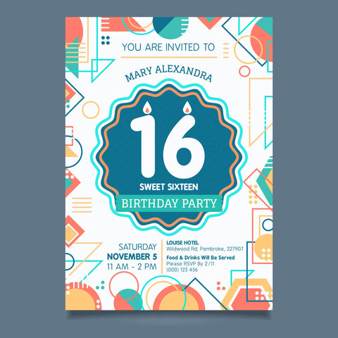 Plantable Geometric 16th Birthday Party Invitation Card