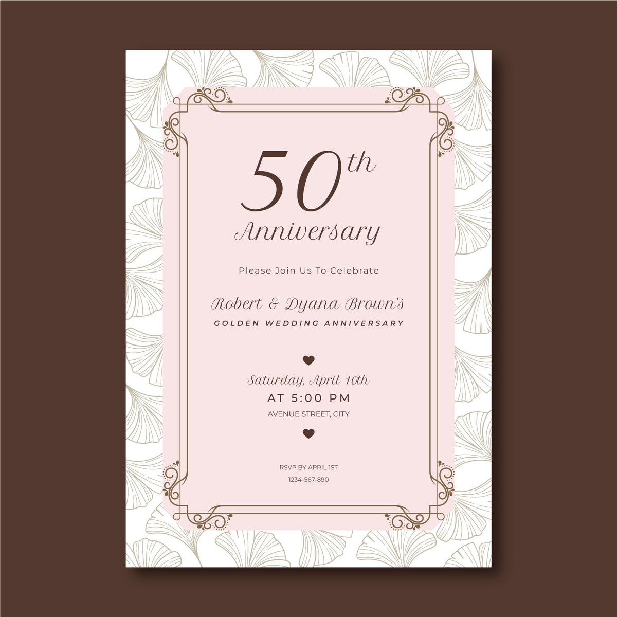 Plantable Golden 50th Wedding Anniversary Invitation Card