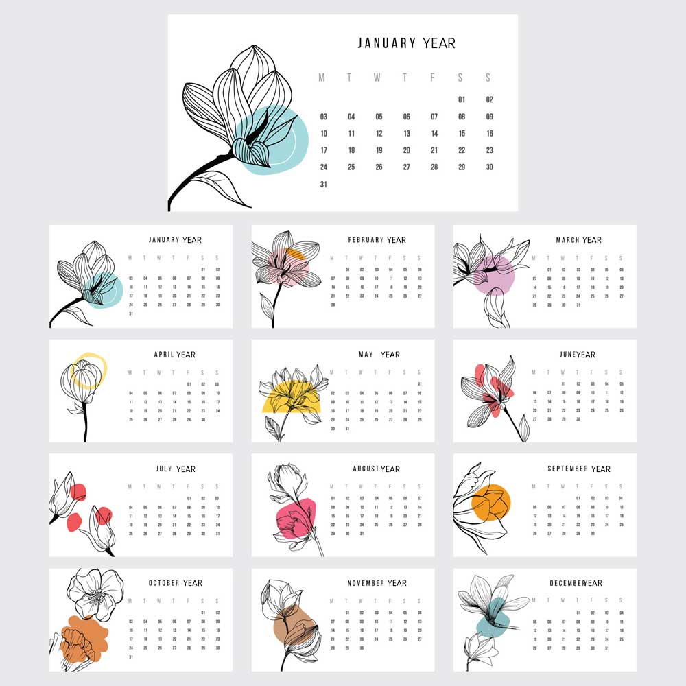 Plantable Gorgeous Annual Desk Calendar - Set of 10