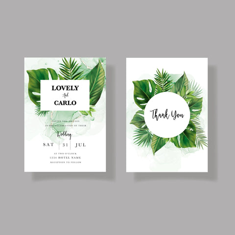 Plantable Green Tropical Wedding Invitation Card