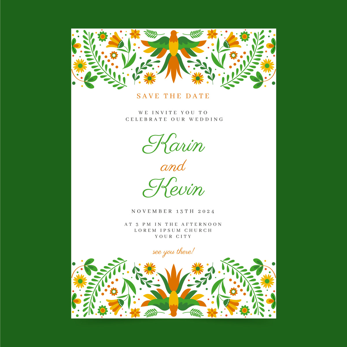 Plantable Green Topography Wedding Invitation Card
