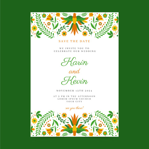 Plantable Green Topography Wedding Invitation Card