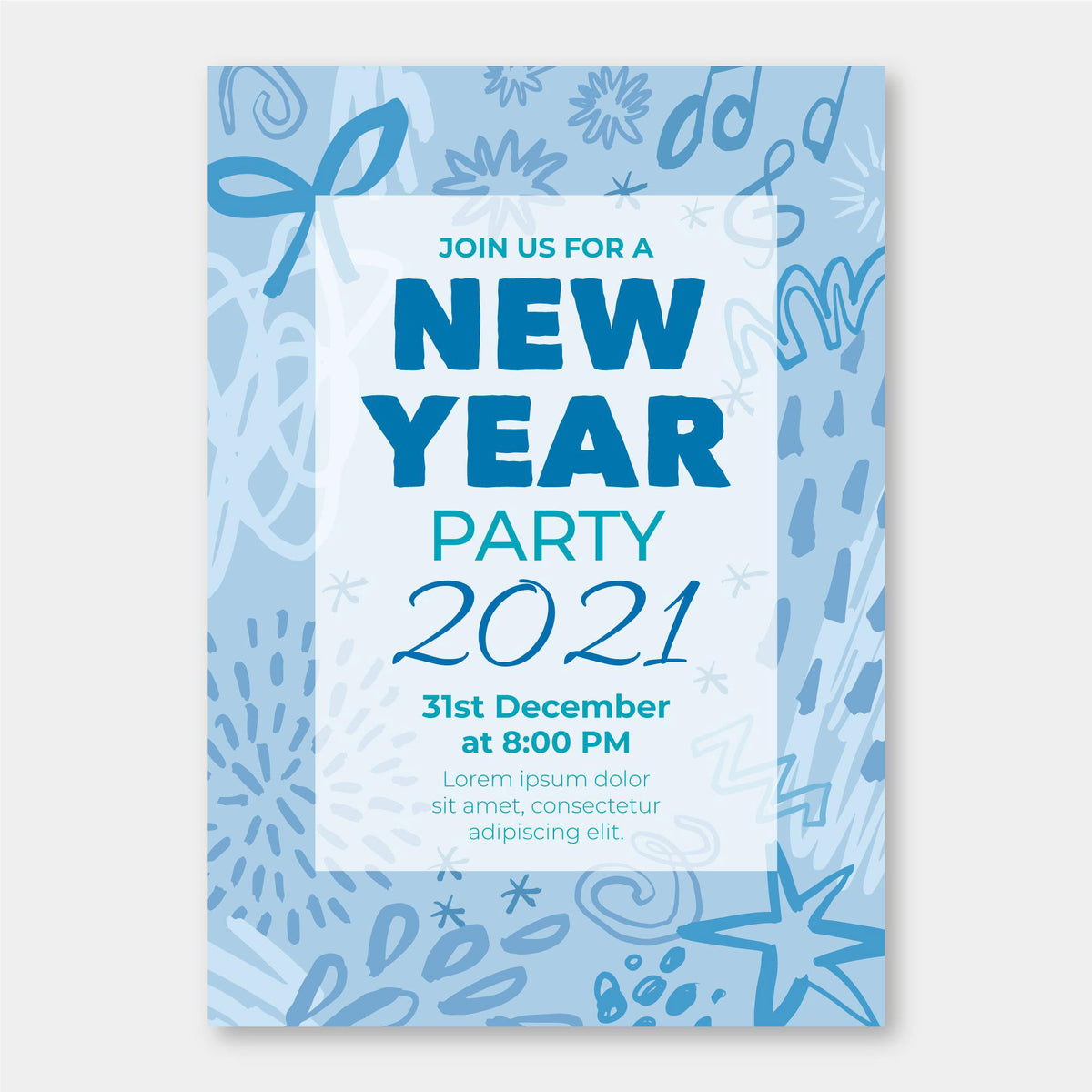 Plantable Happy Blue New Year Eco Greetings & Party Invitations