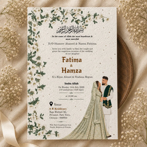 Jannat Blossom Eco-Friendly Nikah Muslim Wedding Invitation Card