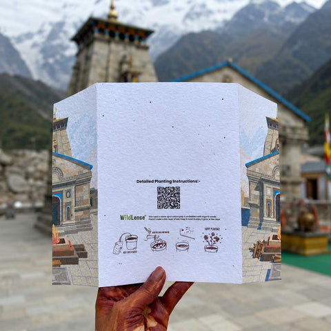 Kedarnath Divine Blessings Hindu Doorfold Plantable Wedding Invitation Card