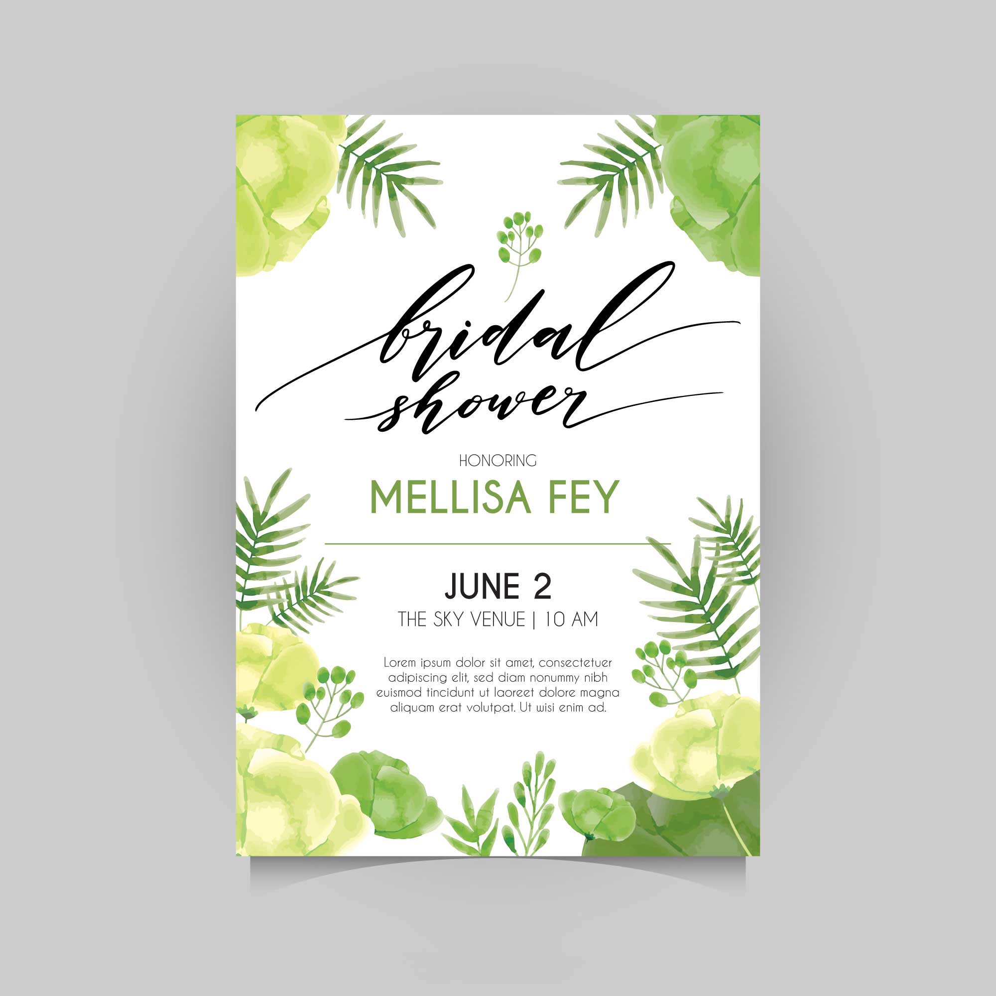 Plantable Lime Green Bridal Shower - Haldi / Sangeet Invitation Card