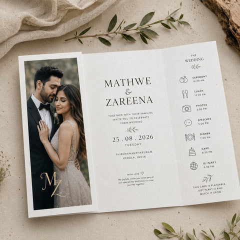 Luxury Christian Plantable Wedding doorfold Invitation Card