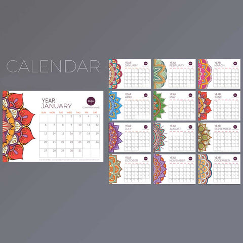 Plantable Mandala Annual Desk Calendar - Set of 10