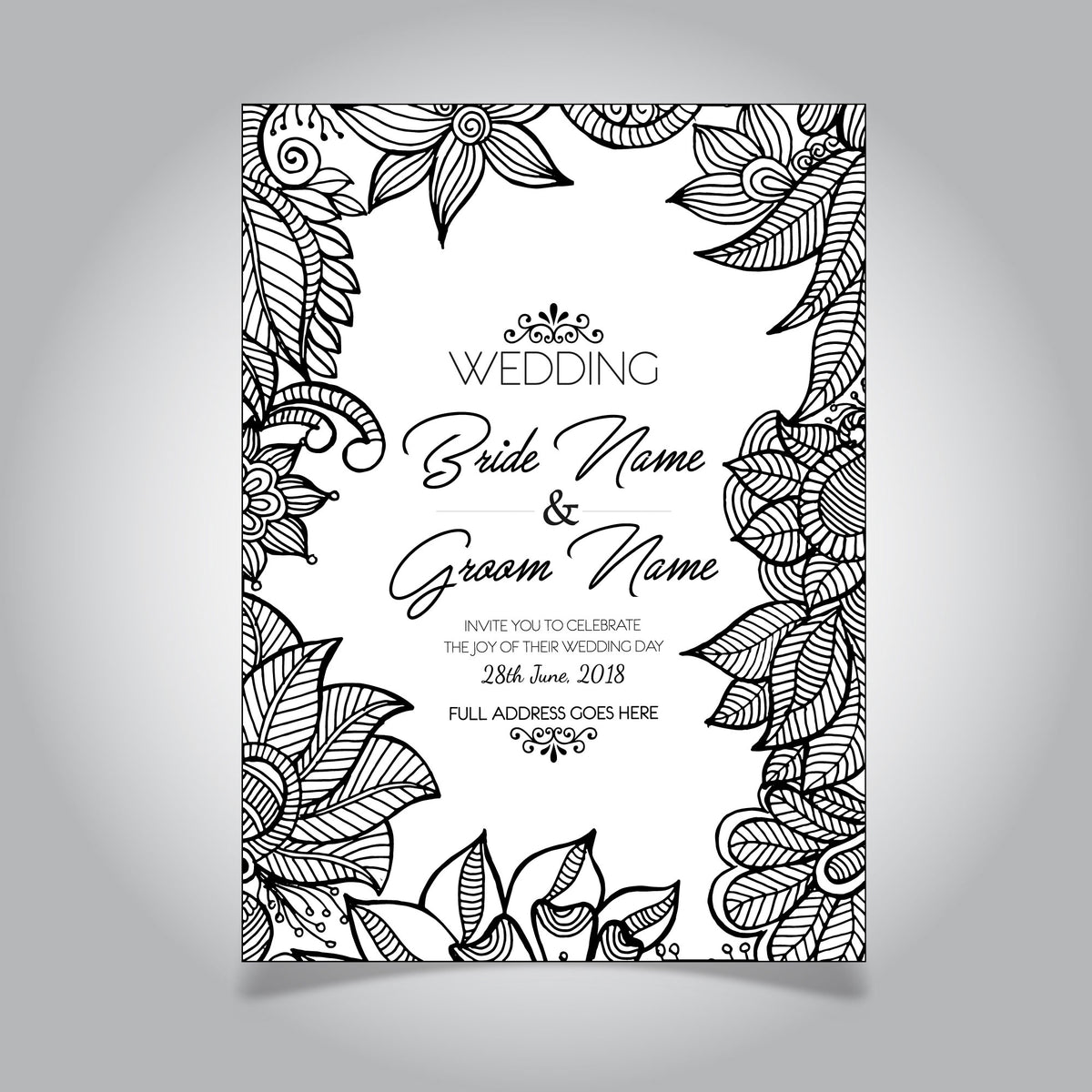 Plantable Monochromatic Wedding Invitation Card