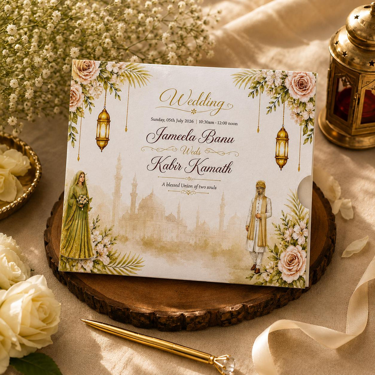 Noor-e-Nikah Muslim Plantable Wedding Invitation Card