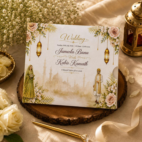 Noor-e-Nikah Muslim Plantable Wedding Invitation Card