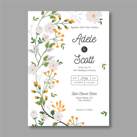 Plantable Organic Floral Wedding Invitation Card