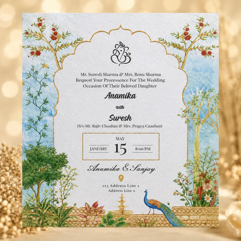 Peacock Paradise Seed Paper Wedding Card | Sustainable Wedding Invitations