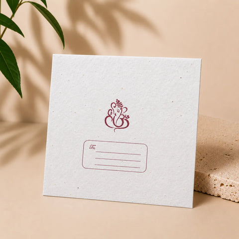 Personalized Ganesha Plantable Seed Paper Wedding Envelope (pack of 10)| Eco-Friendly A5 Invitation Envelope