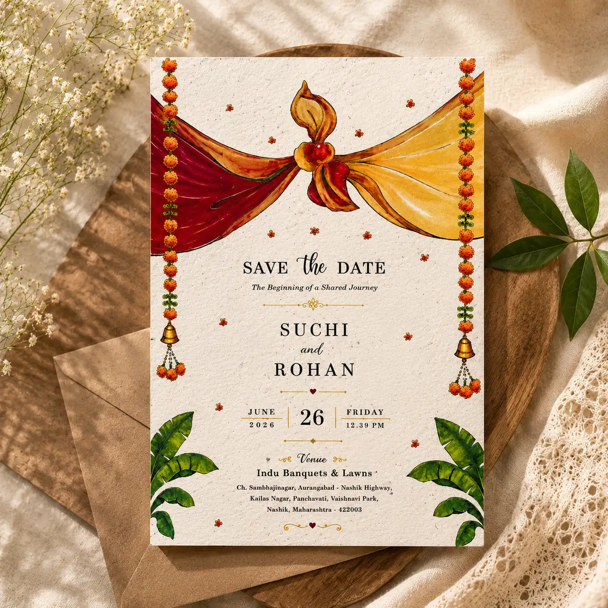 Personalized Plantable Wedding Invitation | Premium Seed Paper Wedding Card