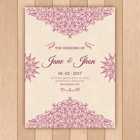 Plantable Pink Mandala Wedding Invitation Card