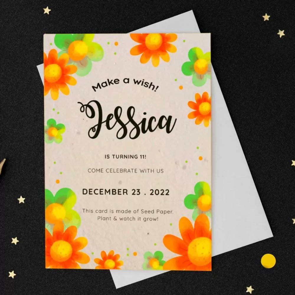 Plantable 'Blossom Best' Birthday Party Invitation Card Wildlense