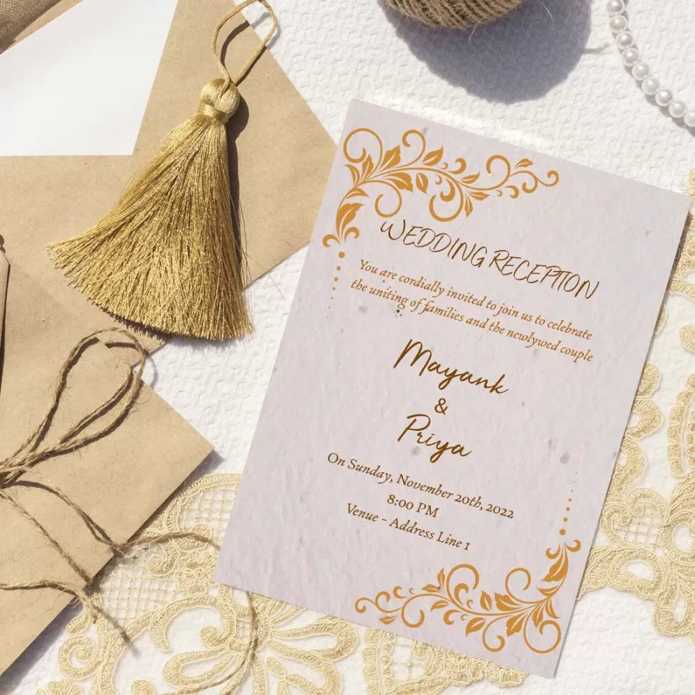 Plantable 'Designer Premium Customized' Wedding Reception Invitation Card Wildlense