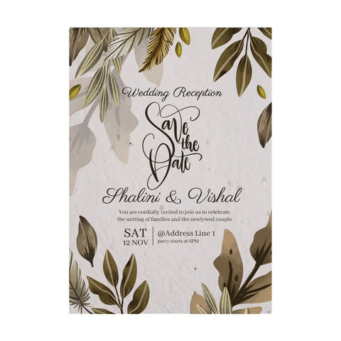 Plantable 'Flaxen Floral' Premium Wedding Reception Invitation Wildlense