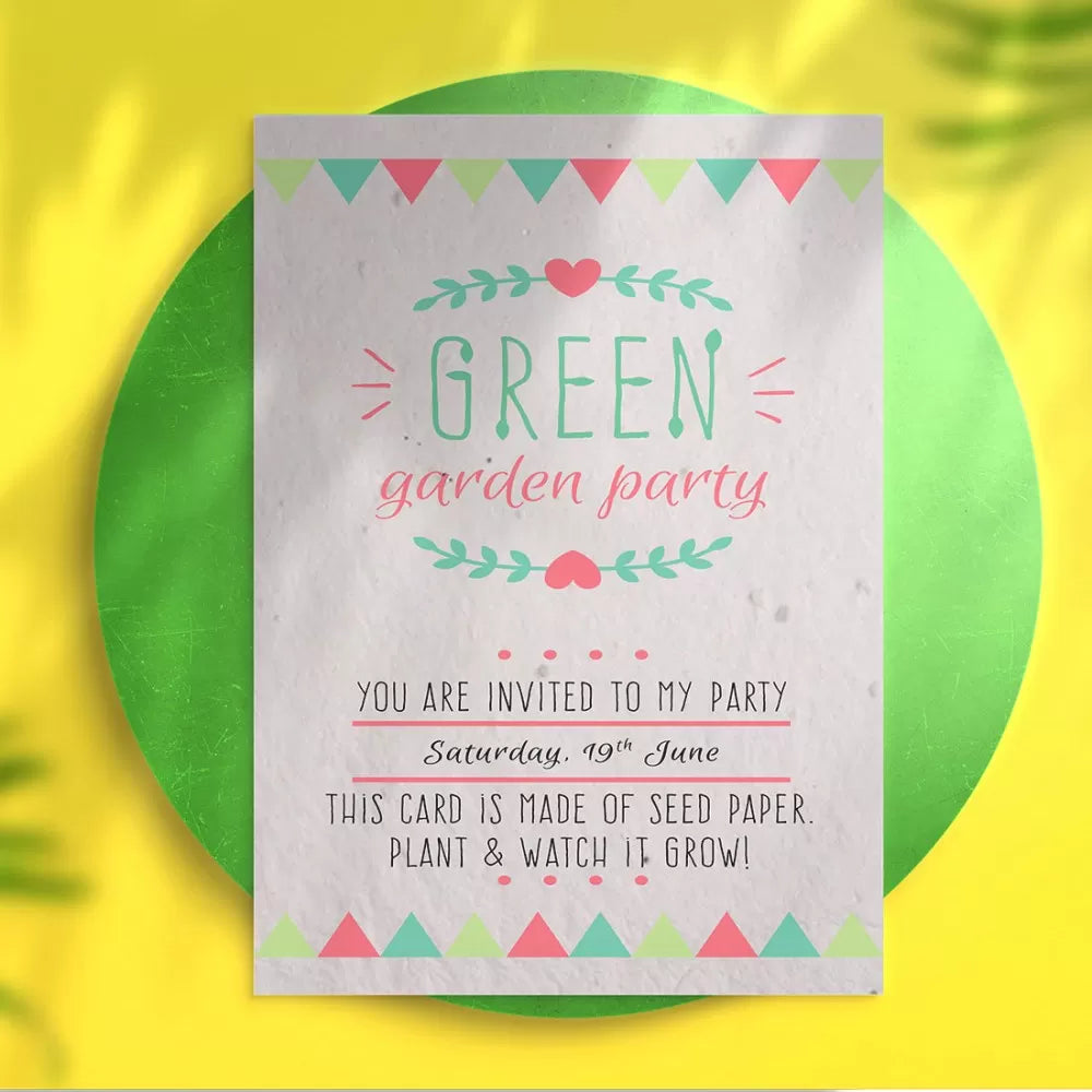 Plantable 'Frolics Fest' Garden Party Invitation Card Wildlense