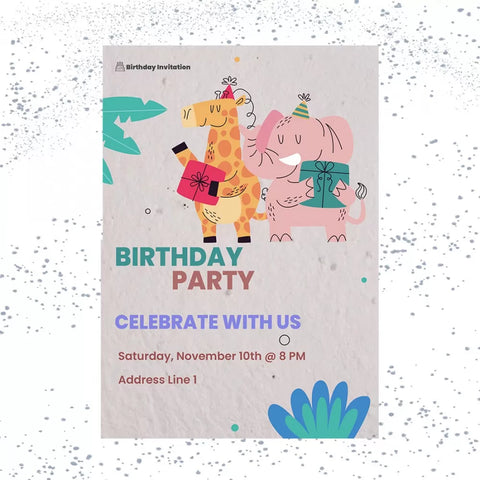 Plantable 'Happy Birthday' Party Invitation Cards Wildlense