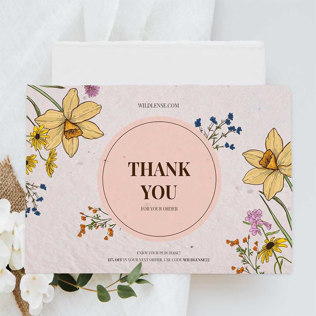 Plantable 'Luminous Thank You Card' - Set of 100 cards Wildlense