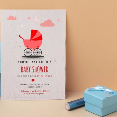 Plantable 'Mom to be - Baby Shower' Invitation card Wildlense