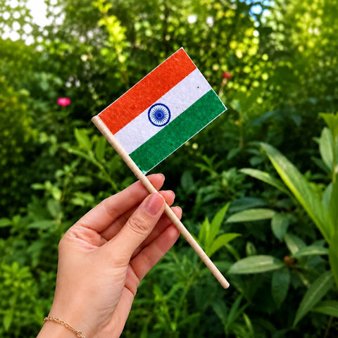 Plantable Seed Paper Indian National Flag (Pack of 10) | Eco-Friendly Seed Paper Tiranga Flag | Biodegradable Independence Day & Republic Day Flag