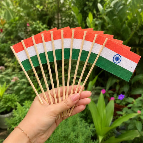 Plantable Seed Paper Indian National Flag (Pack of 10) | Eco-Friendly Seed Paper Tiranga Flag | Biodegradable Independence Day & Republic Day Flag