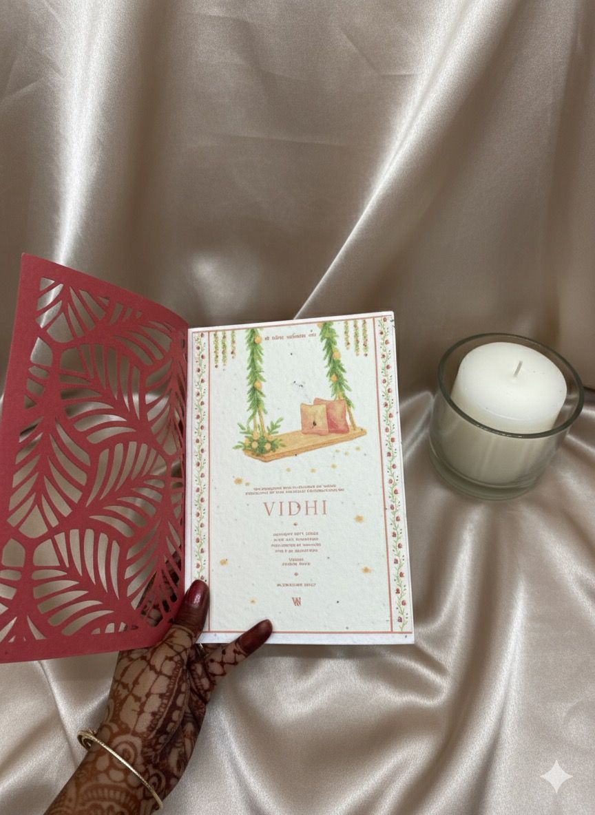 Plantable Modern laser cut wedding invitation card