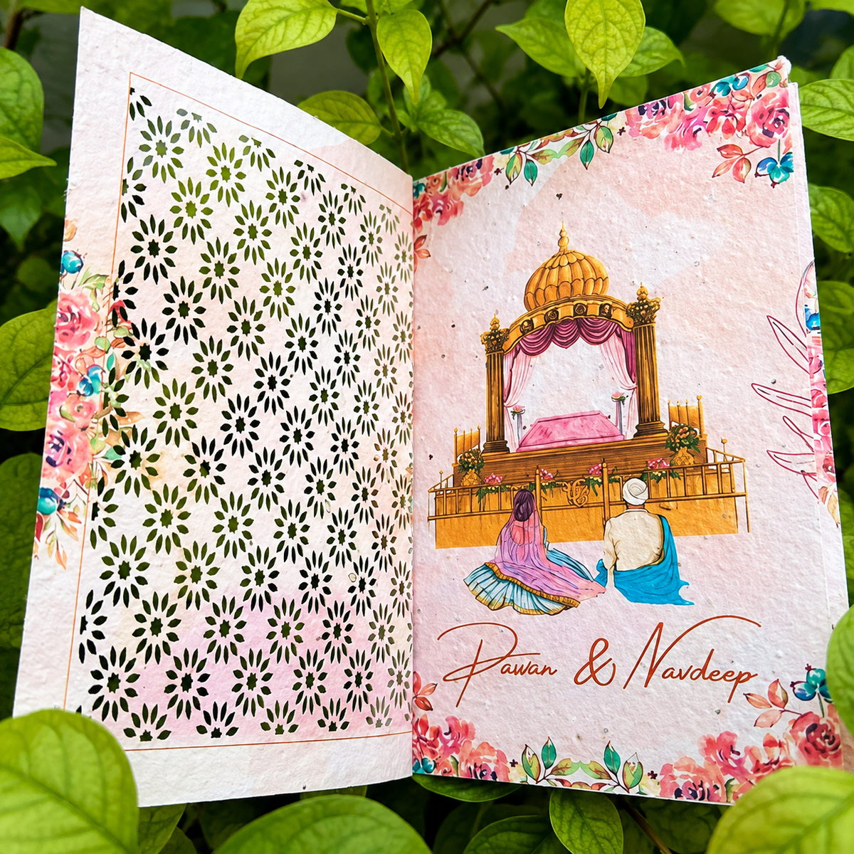 Plantable Punjabi Sikh Wedding Invitation Booklet | Premium Laser Cut Sikh Card
