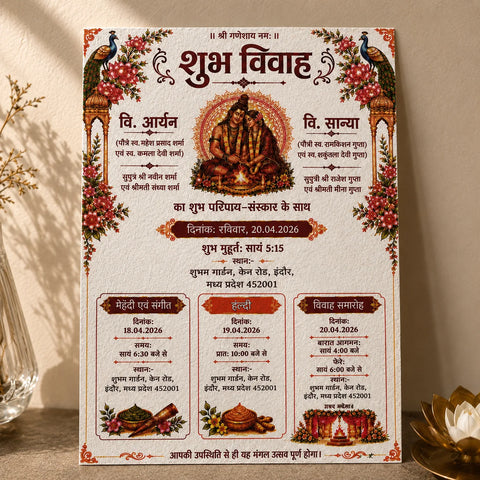 Plantable Seed Paper Shiv Parvati Ji Theme Wedding Cards Set of 2 with Plantable Cover