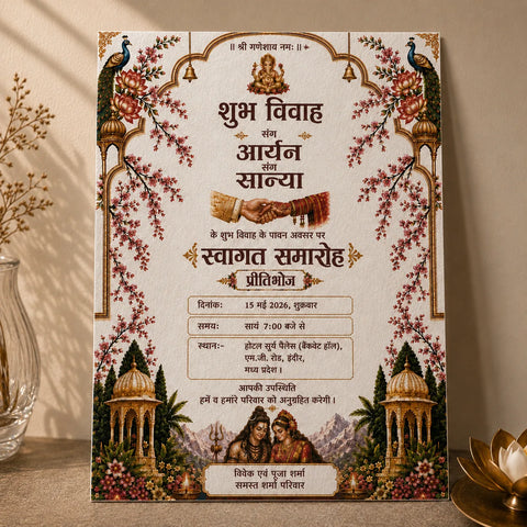Plantable Seed Paper Shiv Parvati Ji Theme Wedding Cards Set of 2 with Plantable Cover