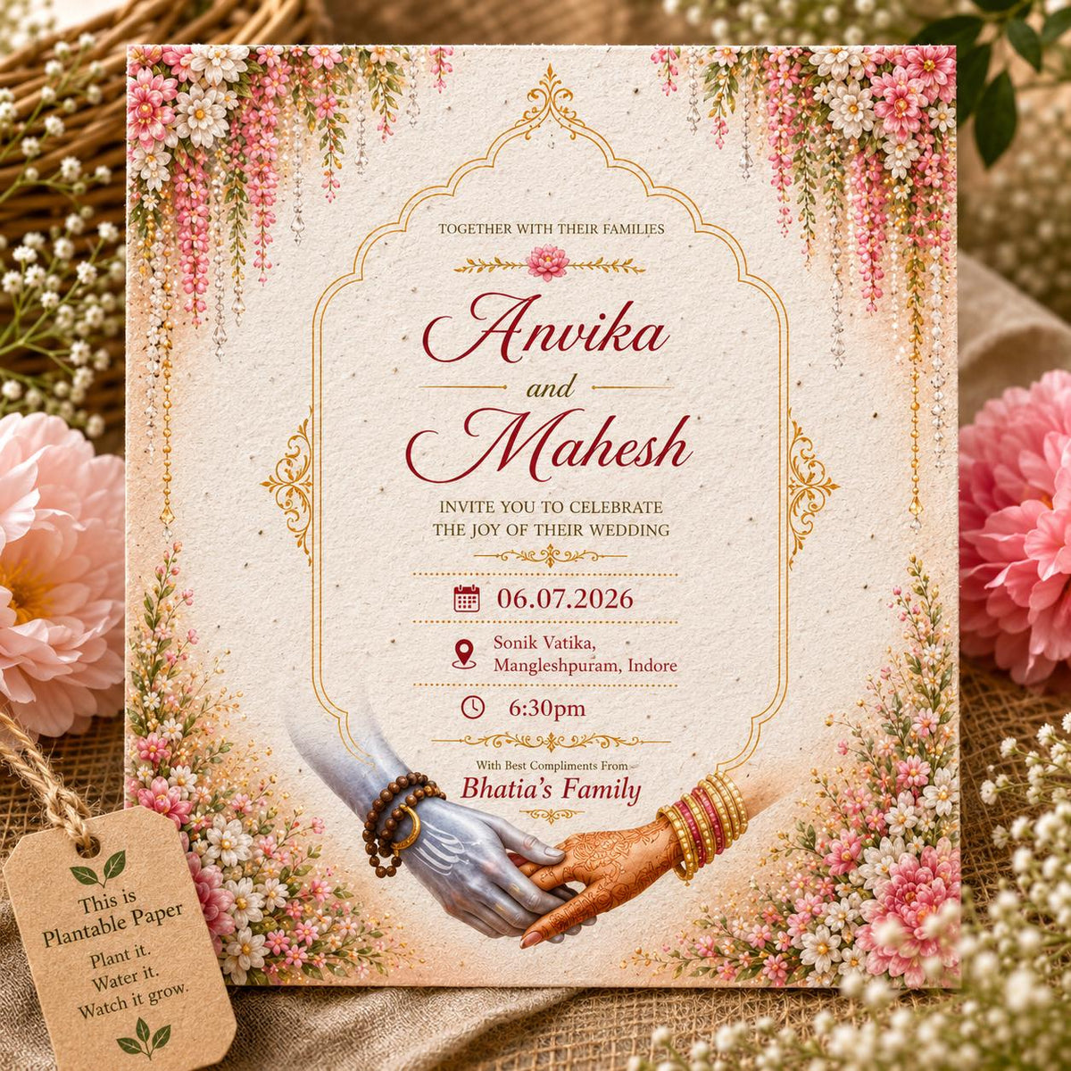 Plantable Shiv Parvati Hindu Wedding Card