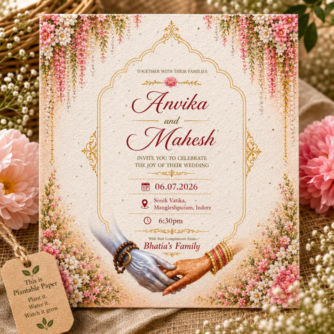 Plantable Shiv Parvati Hindu Wedding Card