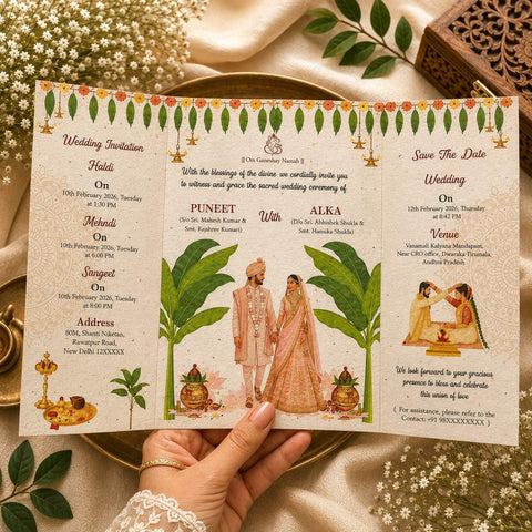 Wildlense Plantable Doorfold Odia Shree Jagannath Puri Temple Wedding Card