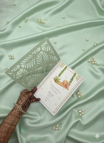 Plantable Modern laser cut wedding invitation card