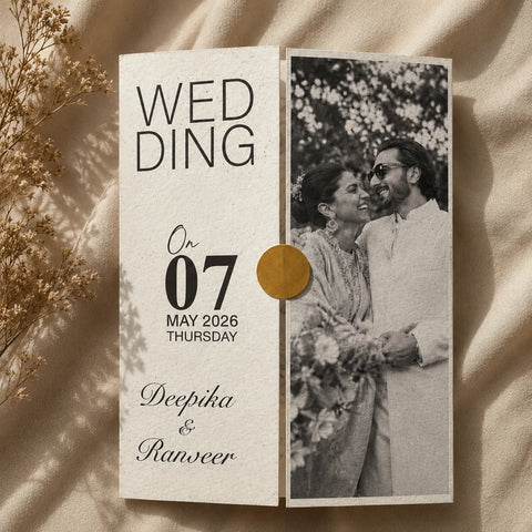 Premium Plantable Seed Paper Door Fold Wedding Invitation Card