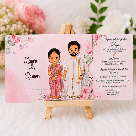 Premium Plantable Sliding Wedding Invitation Card | South Indian Theme