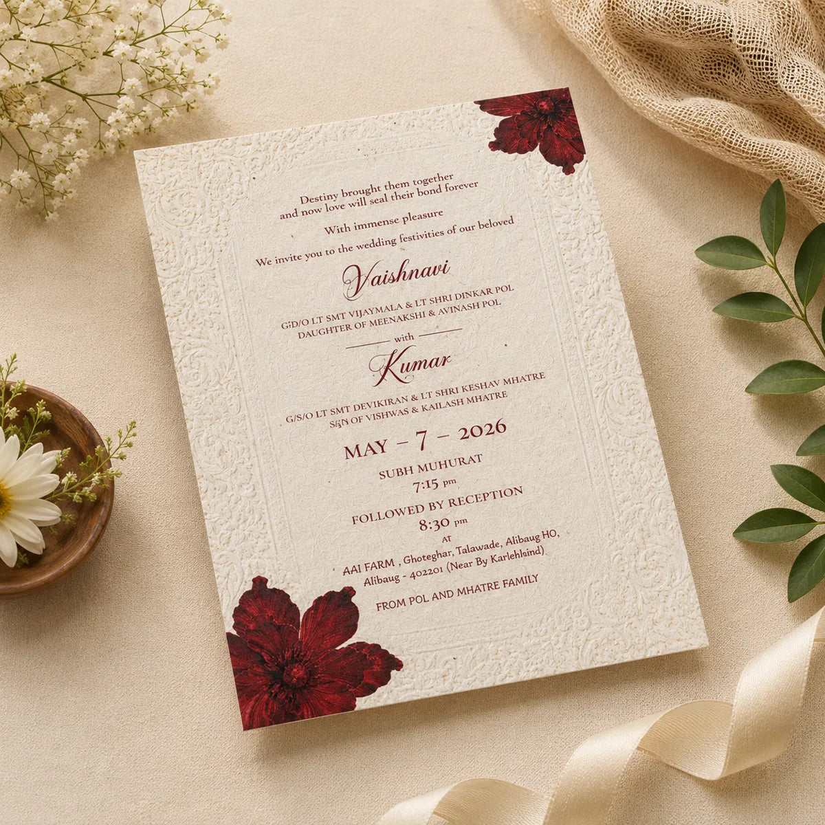 Premium Plantable Wedding Invitation Card & Cover