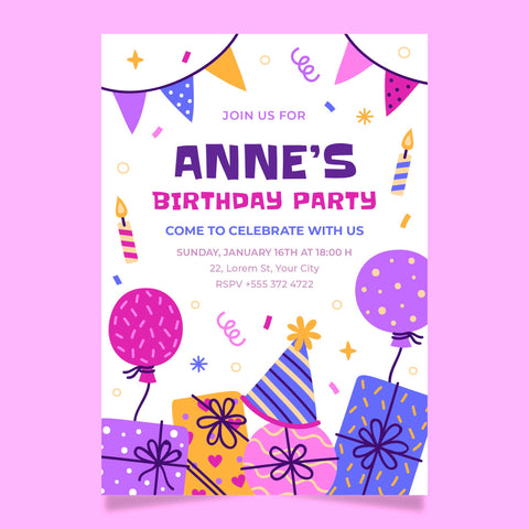 Plantable Pretty Purple Birthday Party Invitation Card