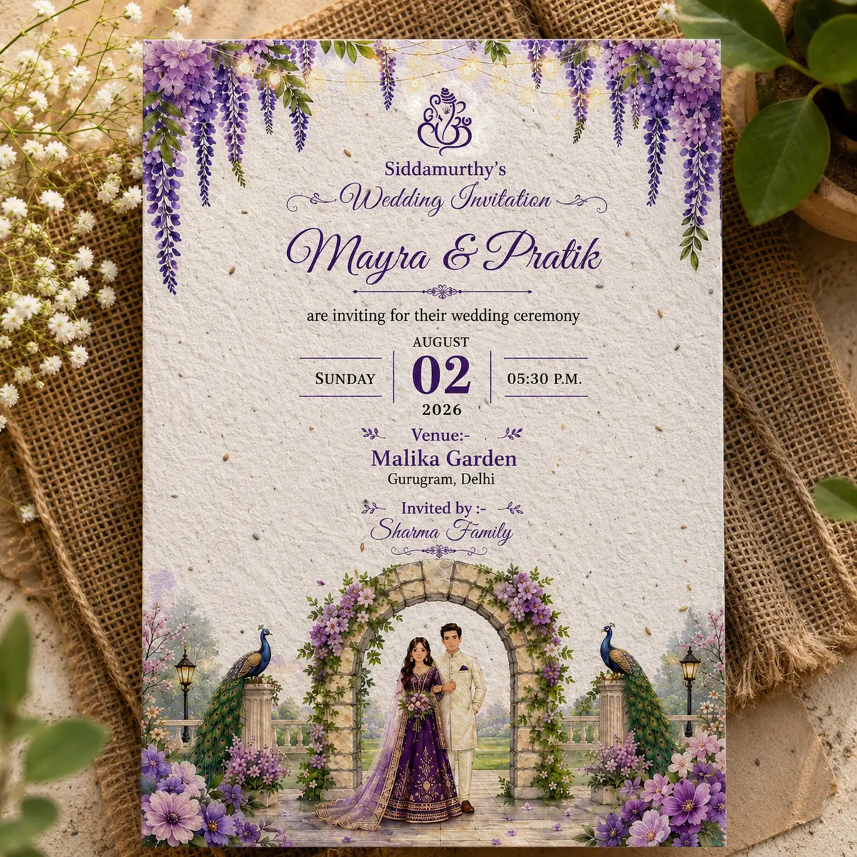 Royal Bloom Plantable Engagement Invitation Card