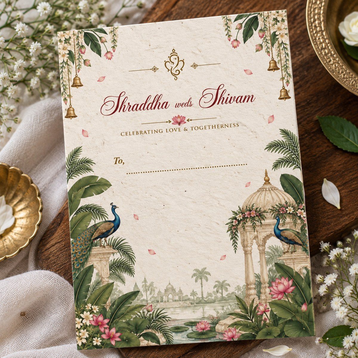 Wildlense Royal Peacock Plantable Wedding Invitation Envelope