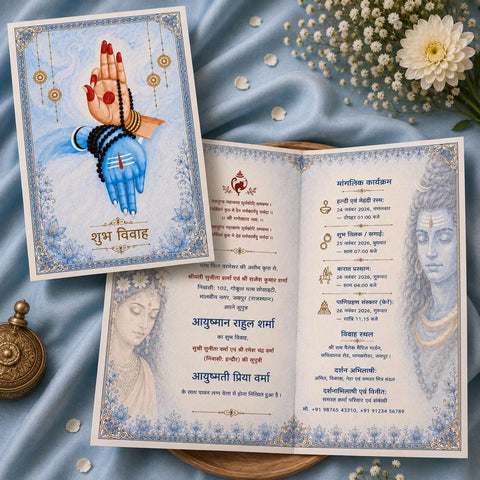 Sacred Plantable Seed Paper Wedding Card Inspired by Lord Shiva & Goddess Parvati