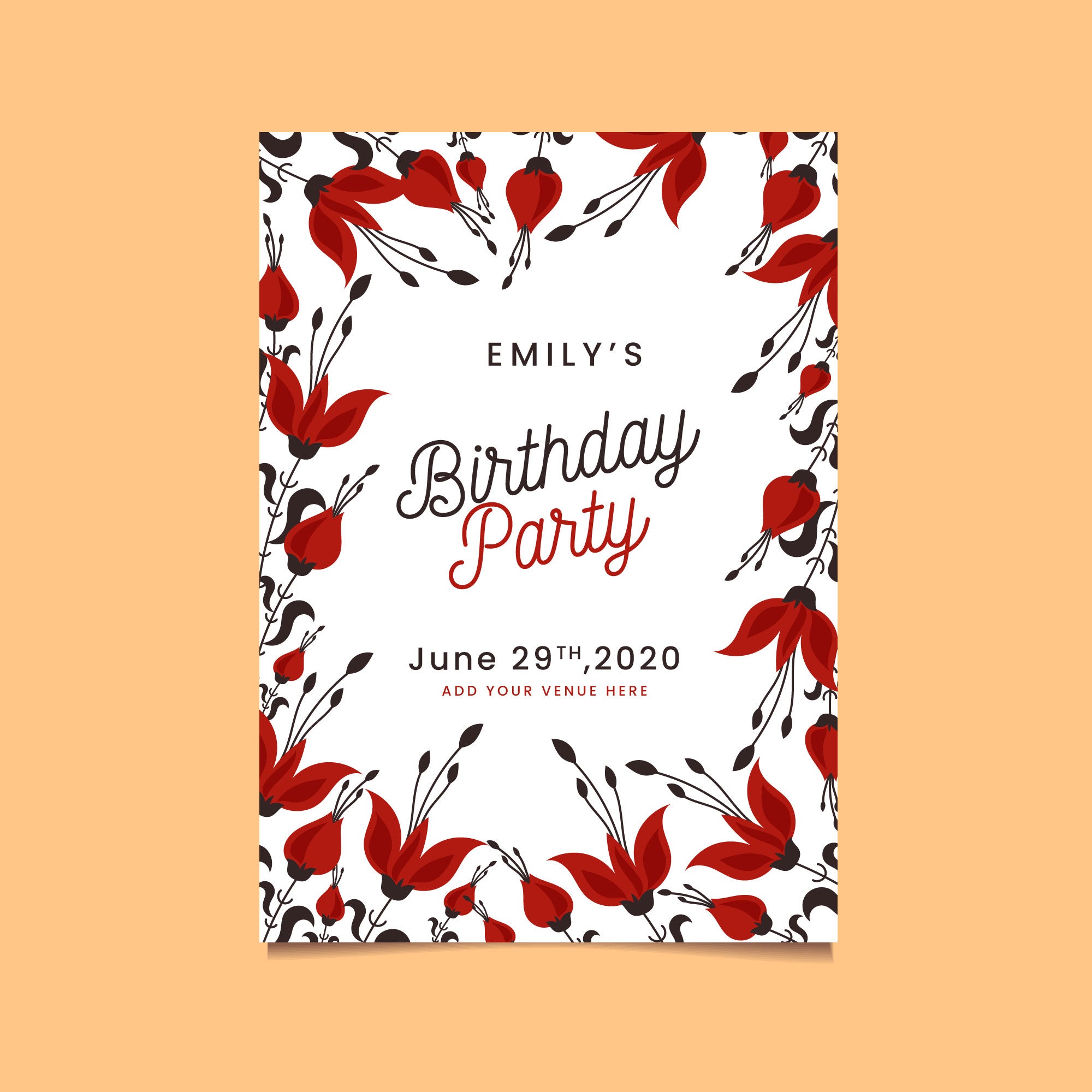 Plantable Scarlet Whisper Birthday Party Invitation Card