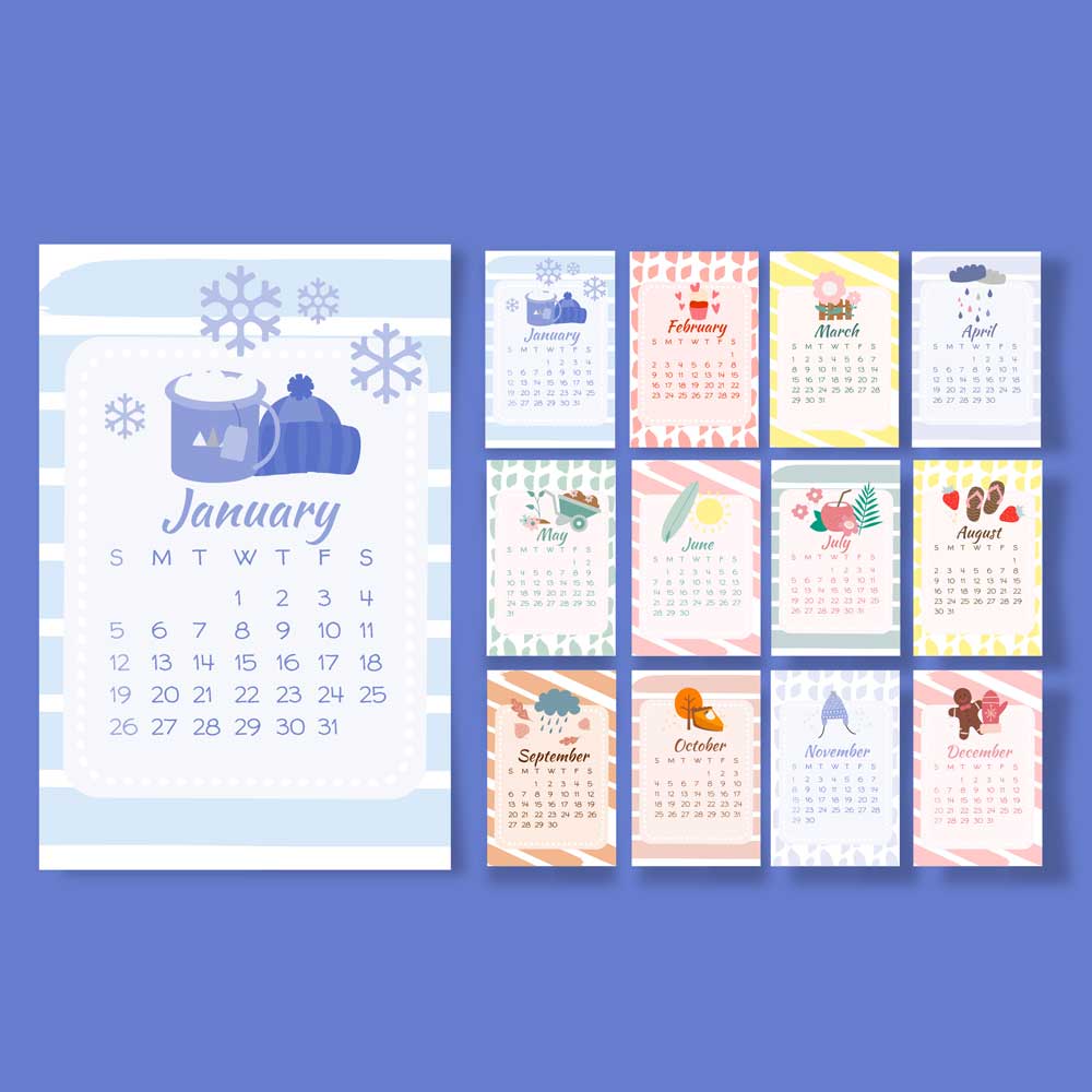 Plantable Seasonal Elements Annual Desk Calendar - Set of 10