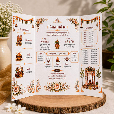 Shiv Parvati Divine Union Door Fold Plantable Hindu Wedding Card