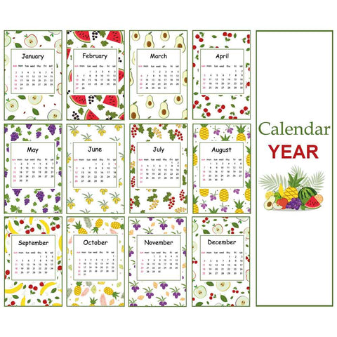 Plantable Summer Fruit Theme Desk Calendar for Kids - Set of 10